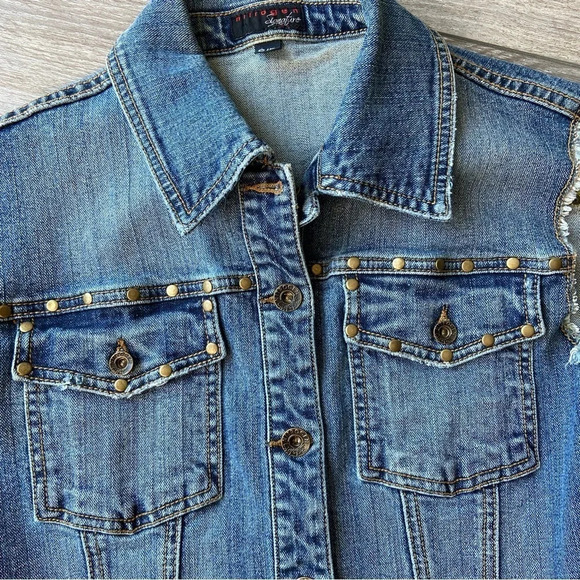 Nitrogen Signature  Studded Embroidery Moto Jean Waistcoat Vest - Picture 5 of 10